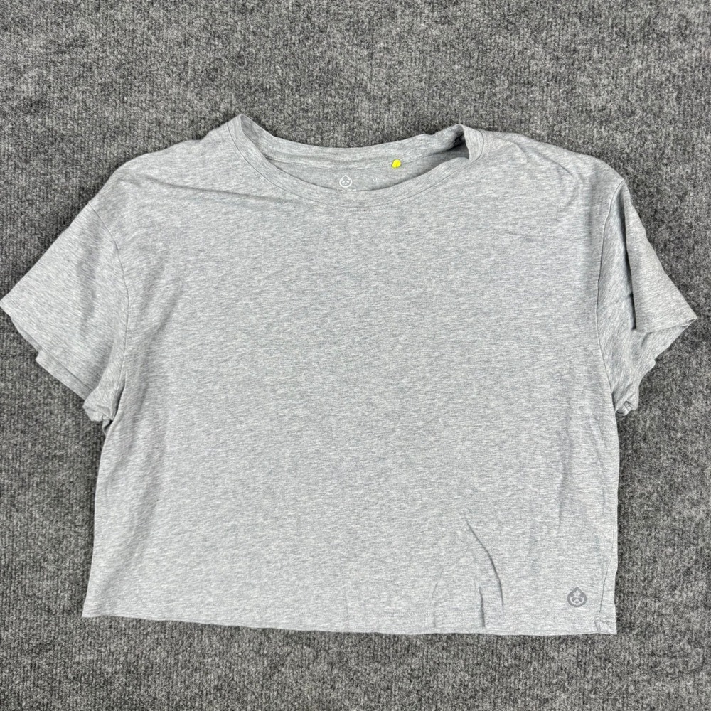 Tasc Performance Shirt Womens Size M Grey Organic Cotton Viscose Bamboo Crop Top